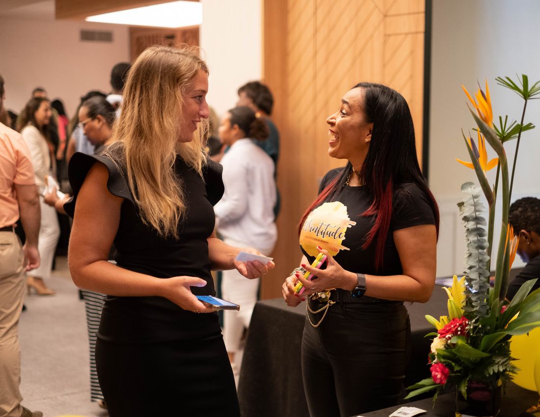Attendees connecting during a workshop break